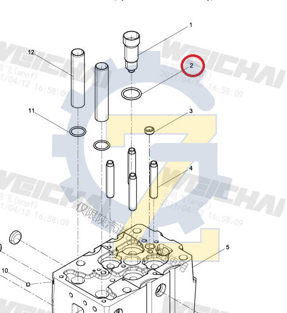 Кольцо 030-036-30 втулки форсунки (наружнее) WP10.336E53 WP12 WP13